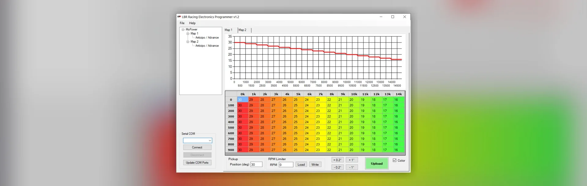 Interfaccia del software LBR Programmer v1.2